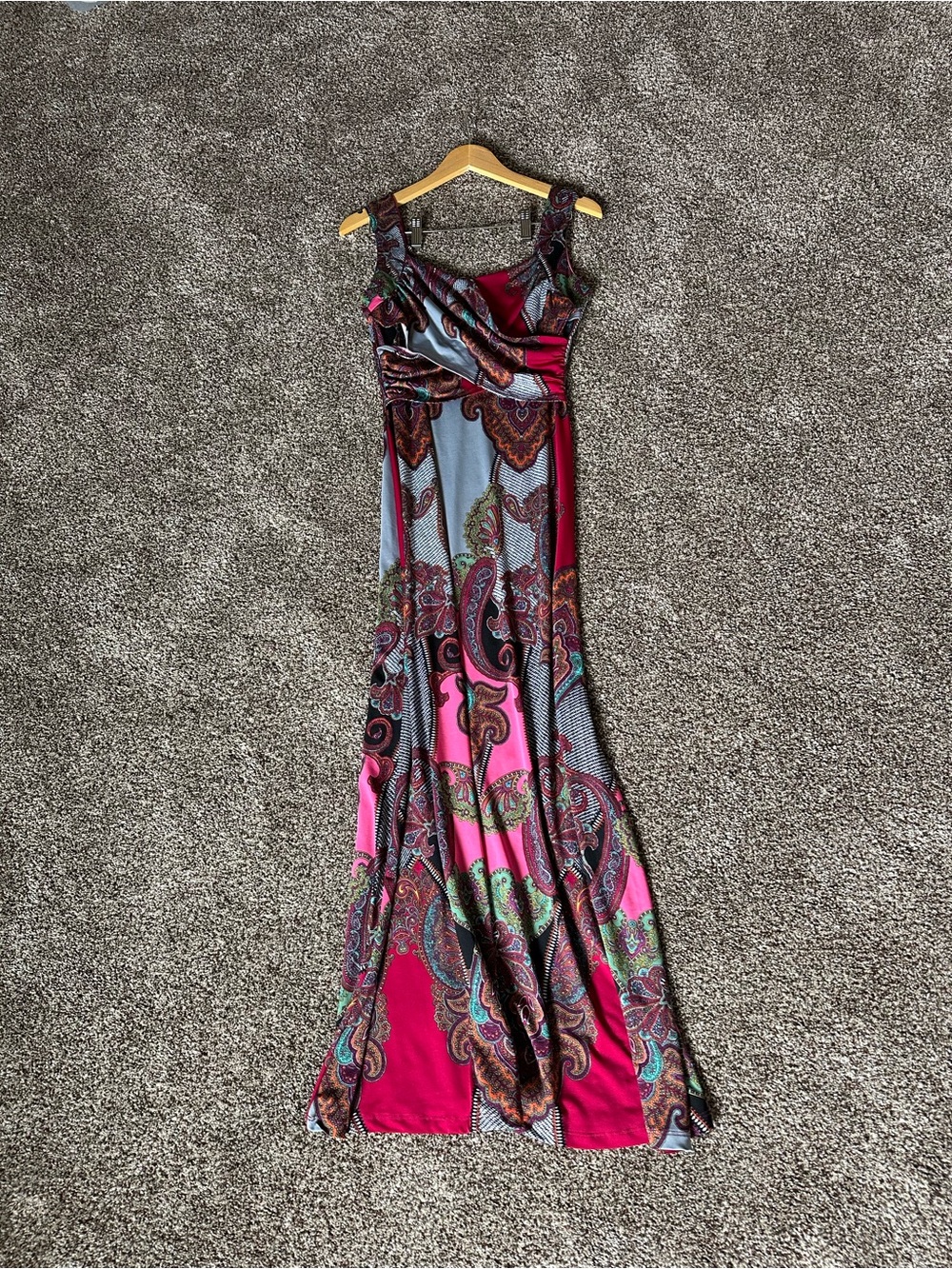 Venus pink maxi dress with paisley pattern